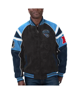 Men's G-iii Sports by Carl Banks Black Tennessee Titans Faux Suede Raglan Full-Zip Varsity Jacket