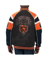 Men's G-iii Sports by Carl Banks Black Chicago Bears Faux Suede Raglan Full-Zip Varsity Jacket