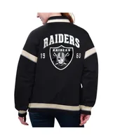 Women's Starter Black Las Vegas Raiders Tournament Full-Snap Varsity Jacket