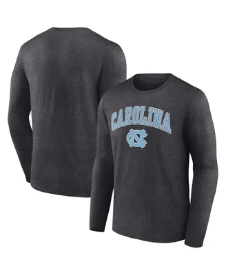 Men's Fanatics Heather Charcoal North Carolina Tar Heels Campus Long Sleeve T-shirt