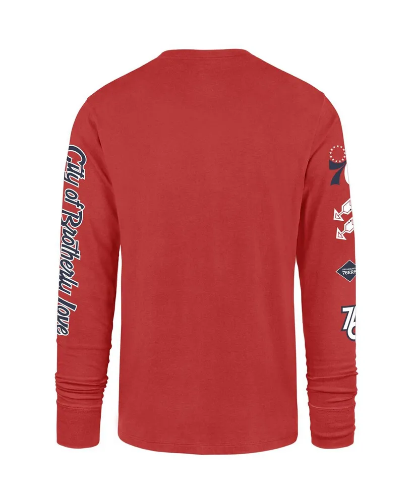 Men's '47 Brand Red Philadelphia 76ers 2023/24 City Edition Triplet Franklin Long Sleeve T-shirt