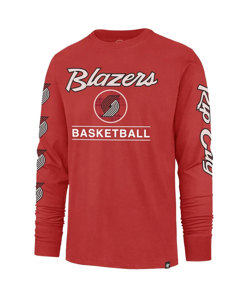 Men's '47 Brand Red Portland Trail Blazers 2023/24 City Edition Triplet Franklin Long Sleeve T-shirt