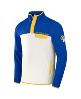 Men's Nfl x Darius Rucker Collection by Fanatics Royal, Cream Los Angeles Rams Micro Fleece Quarter-Snap Jacket