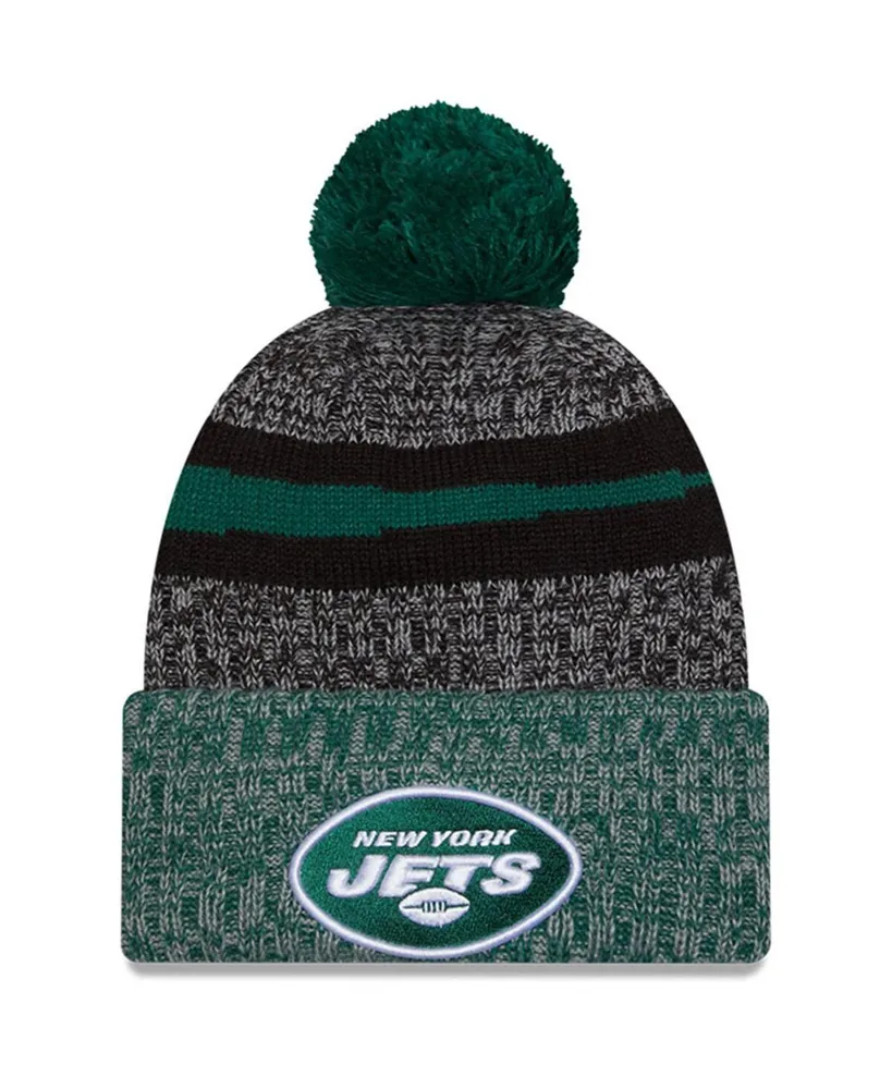 Men's New Era Black, Green New York Jets 2023 Sideline Sport Cuffed Pom Knit Hat