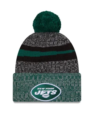 Men's New Era Black, Green New York Jets 2023 Sideline Sport Cuffed Pom Knit Hat