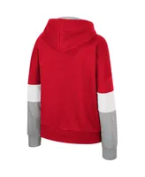 Women's Colosseum Red Wisconsin Badgers Oversized Colorblock Pullover Hoodie