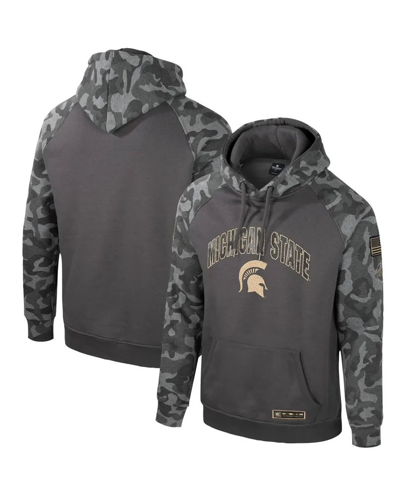 Men's Colosseum Charcoal Michigan State Spartans Oht Military-Inspired Appreciation Camo Raglan Pullover Hoodie