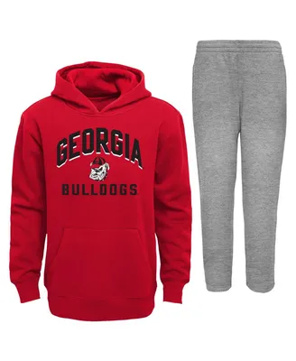 Infant Boys and Girls Red, Gray Georgia Bulldogs Play-By-Play Pullover Fleece Hoodie Pants Set