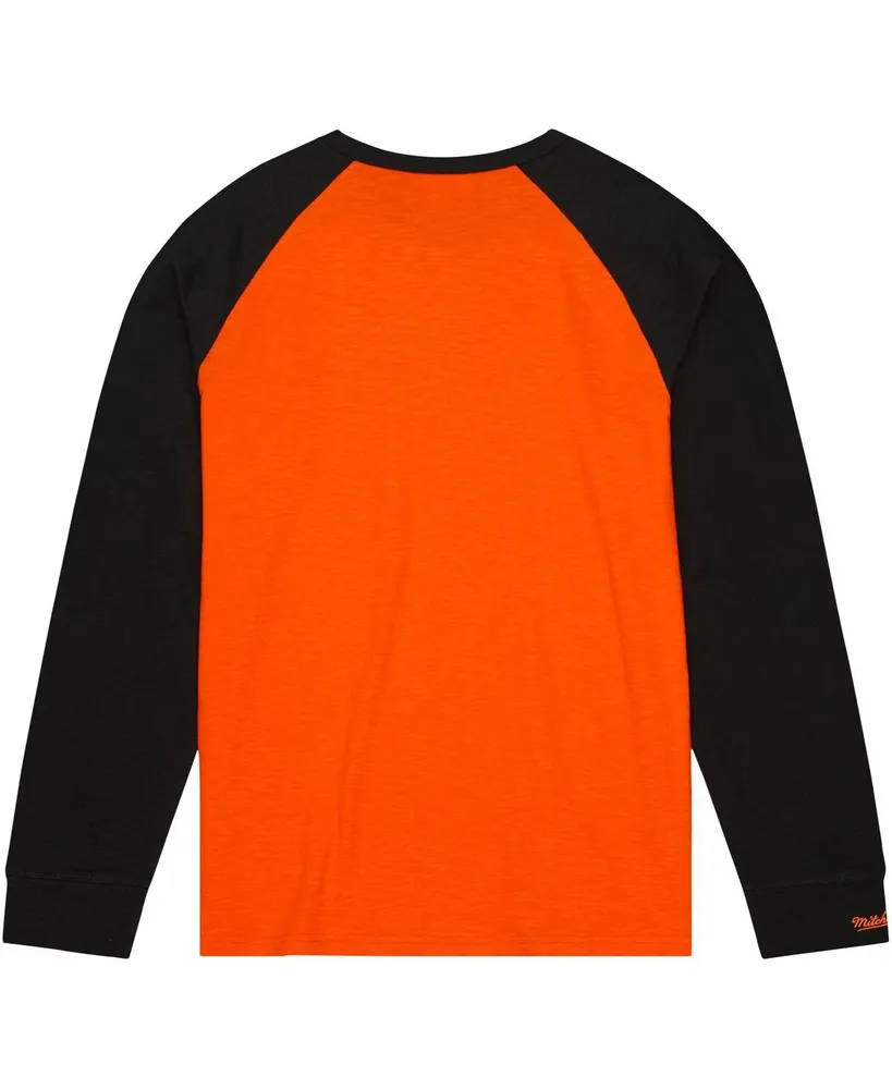 Men's Mitchell & Ness Orange Oklahoma State Cowboys Legendary Slub Raglan Long Sleeve T-shirt