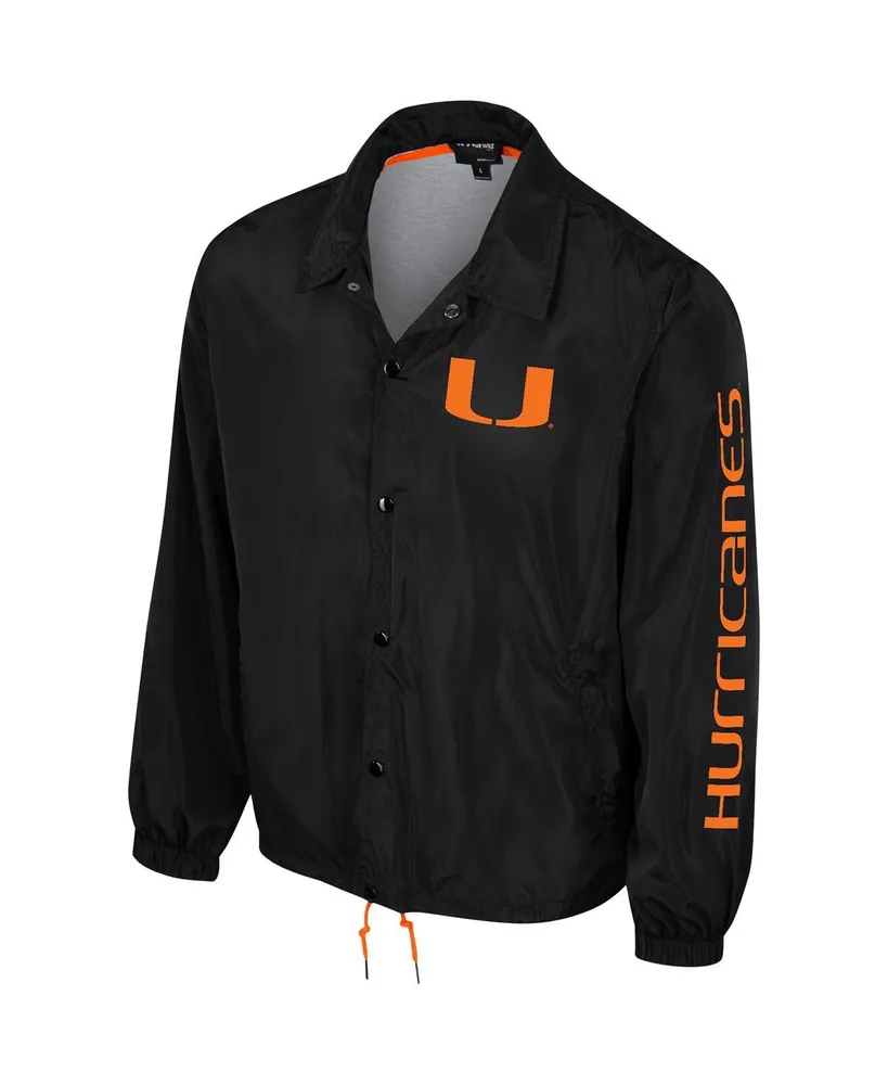 Men's and Women's The Wild Collective Black Miami Hurricanes Coaches Full-Snap Jacket