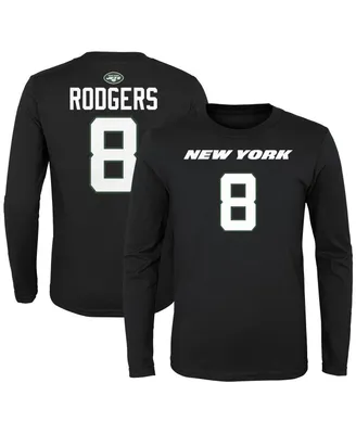 Big Boys Aaron Rodgers Black New York Jets Mainliner Player Name and Number Long Sleeve T-shirt