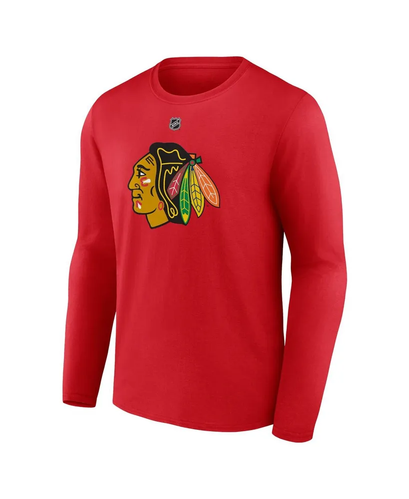 Men's Fanatics Connor Bedard Red Chicago Blackhawks Authentic Stack Name and Number Long Sleeve T-shirt