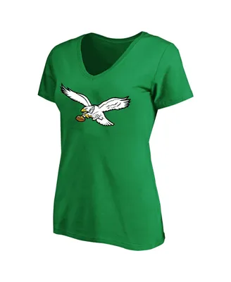 Women's Profile Kelly Green Distressed Philadelphia Eagles Plus Retro Logo T-shirt