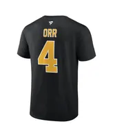 Men's Fanatics Bobby Orr Black Boston Bruins Centennial Authentic Stack Retired Player Name and Number T-shirt