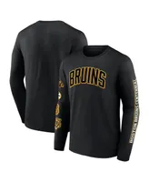 Men's Fanatics Black Distressed Boston Bruins Centennial Long Sleeve T-shirt