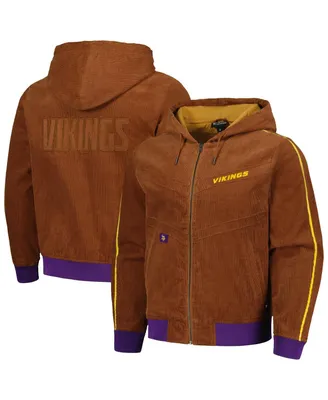 Men's and Women's The Wild Collective Brown Minnesota Vikings Corduroy Full-Zip Bomber Hoodie Jacket