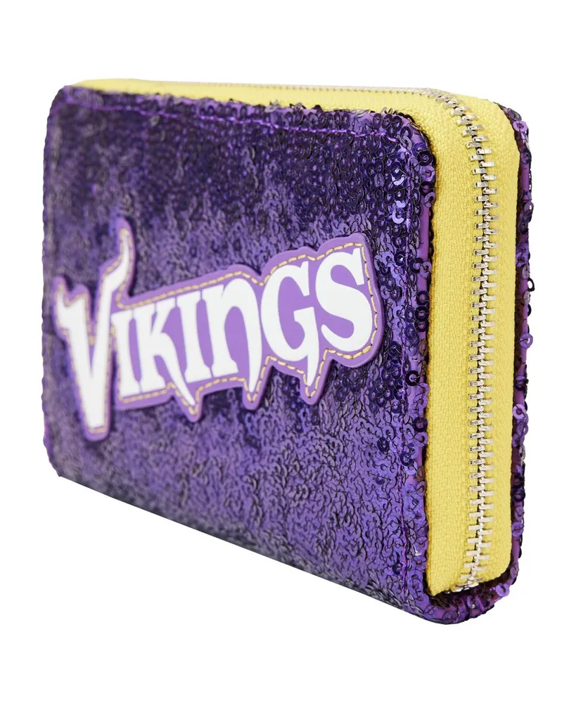 Women's Loungefly Minnesota Vikings Sequin Zip-Around Wallet