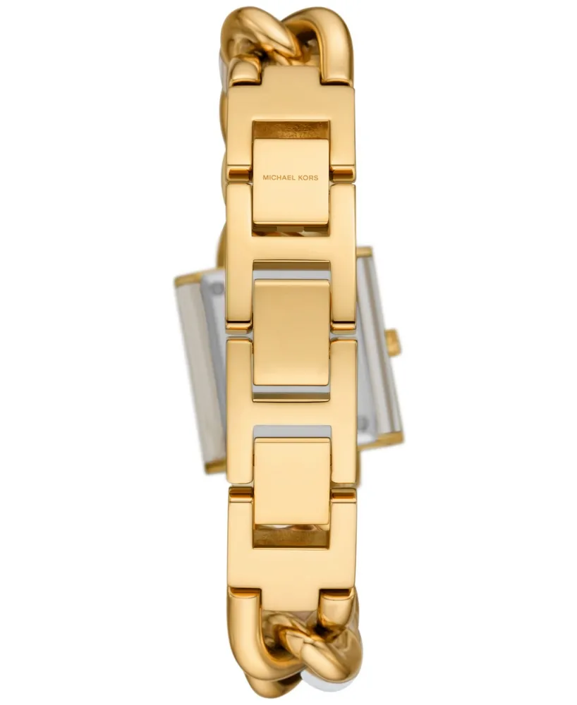 Michael Kors Women's Mk Chain Lock Three-Hand Alabaster and Gold-Tone Stainless Steel Watch 25mm - Two