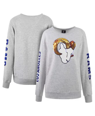 Women's Cuce Heather Gray Los Angeles Rams Sequined Logo Pullover Sweatshirt