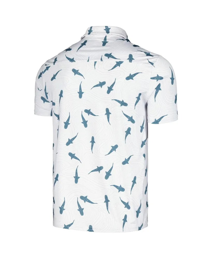 Men's Flomotion White The Players Shark Migration Polo Shirt