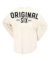 Women's Fanatics Cream Boston Bruins Original Six Lace-Up Spirit Jersey Long Sleeve T-shirt