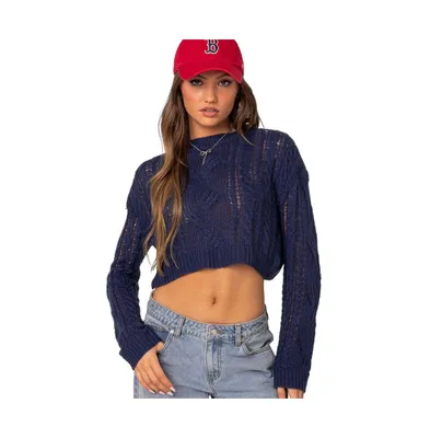 Women's Gabrielle cropped cable knit sweater