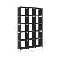 15-Cube Display Shelf Black 40.6"x11.8"x69.1" Fabric