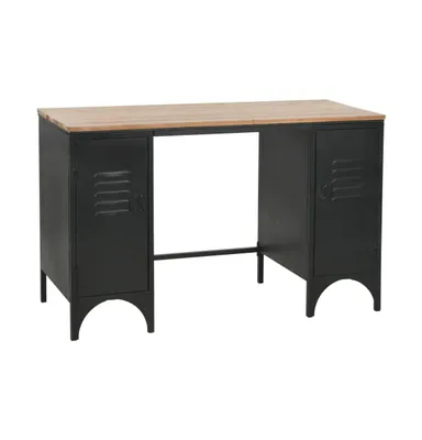 Double Pedestal Desk Solid Fir wood and Steel 47.2"x19.7"x29.9"