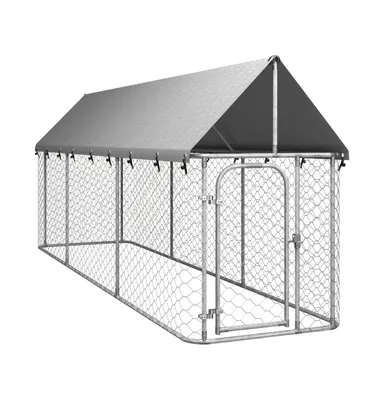 Outdoor Dog Kennel with Roof 157.5"x39.4"x59.1"