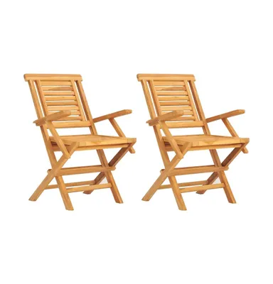 Folding Patio Chairs 2 pcs 22"x24.8"x35.4" Solid Wood Teak