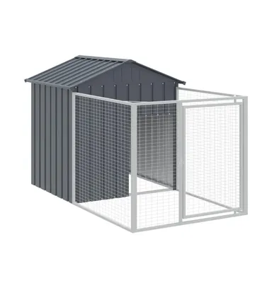 Dog House with Run Anthracite 46.1"x79.1"x48.4" Galvanized Steel