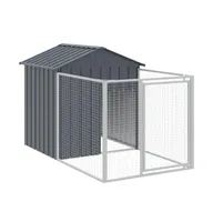 Dog House with Run Anthracite 46.1"x79.1"x48.4" Galvanized Steel