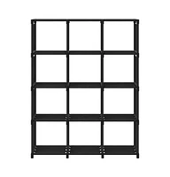 12-Cube Display Shelf Black 40.6"x11.8"x55.5" Fabric