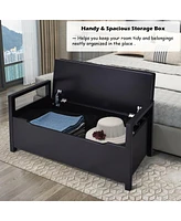 34.5 x 15.5 19.5 Inch Shoe Storage Bench with Cushion Seat for Entryway