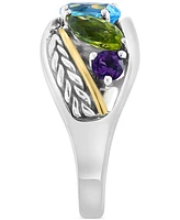 Effy Multi-Gemstone Statement Ring (2-5/8 ct. t.w.) in Sterling Silver & 18k Gold-Plate