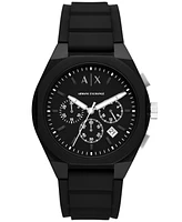 A|X Armani Exchange Men's Rafael Chronograph Black Silicone Watch 44mm