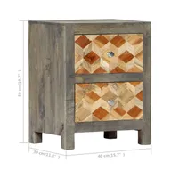 Bedside Cabinet Gray 15.7"x11.8"x19.7" Solid Mango Wood