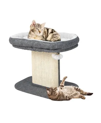 Sugift Modern Cat Tree Tower with Large Plush Perch and Sisal Scratching Plate