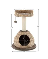 Sugift 28 Inches Hand-Made Cat Tree Tower with Jump Platform