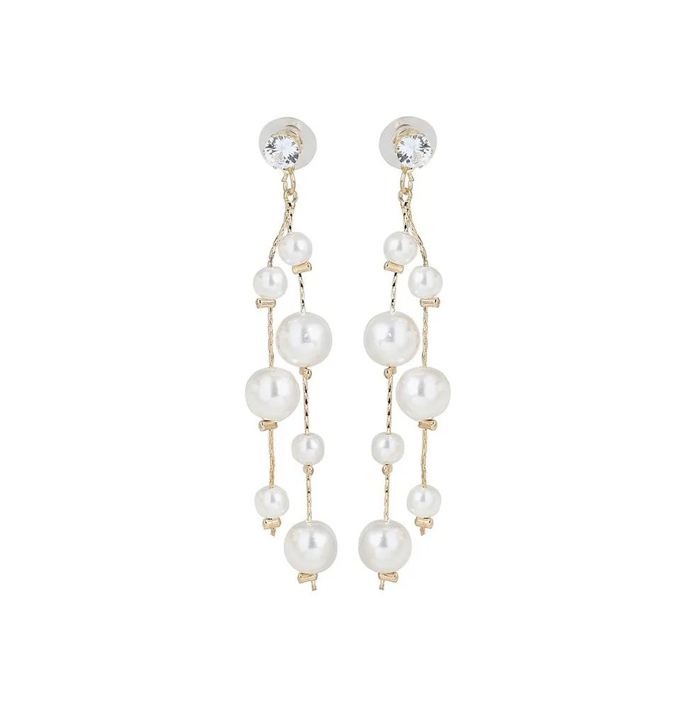 Sohi Women's White Drop Earrings