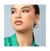 Sohi Women's White Crescent Drop Earrings