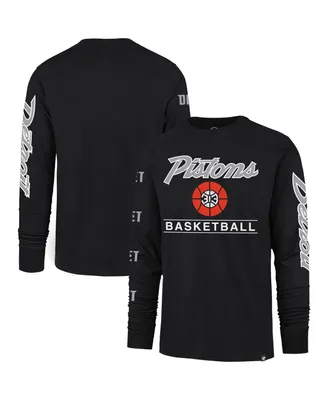 Men's '47 Brand Black Detroit Pistons 2023/24 City Edition Triplet Franklin Long Sleeve T-shirt