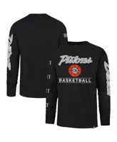 Men's '47 Brand Black Detroit Pistons 2023/24 City Edition Triplet Franklin Long Sleeve T-shirt
