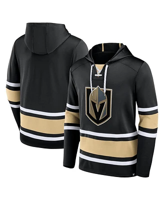 Men's Fanatics Black Vegas Golden Knights Puck Deep Lace-Up Pullover Hoodie