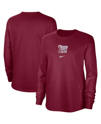 Women's Nike Crimson Distressed Oklahoma Sooners Vintage-Like Long Sleeve T-shirt