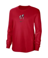 Women's Nike Red Distressed Georgia Bulldogs Vintage-Like Long Sleeve T-shirt