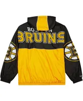 Men's Mitchell & Ness Black Boston Bruins Team Og 2.0 Anorak Half-Zip Windbreaker Jacket