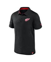 Men's Fanatics Black Detroit Red Wings Authentic Pro Jacquard Polo Shirt