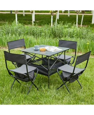 Simplie Fun Set Of 5, Folding Outdoor Table And Chairs Set For Indoor, Outdoor Camping, Picnics, Beach, Backyard, Bbq, Party, Patio