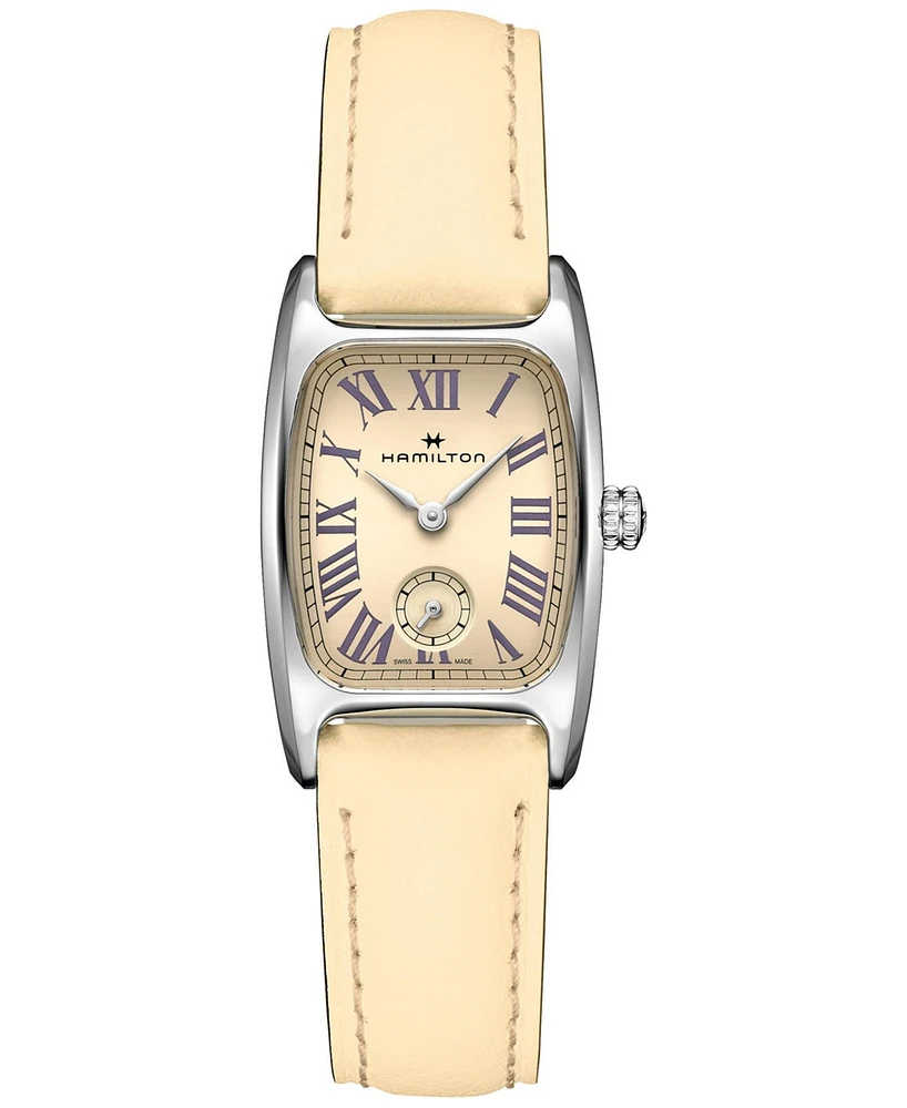 Hamilton Women's Swiss American Classic Small Second Beige Leather Strap Watch 24x27mm